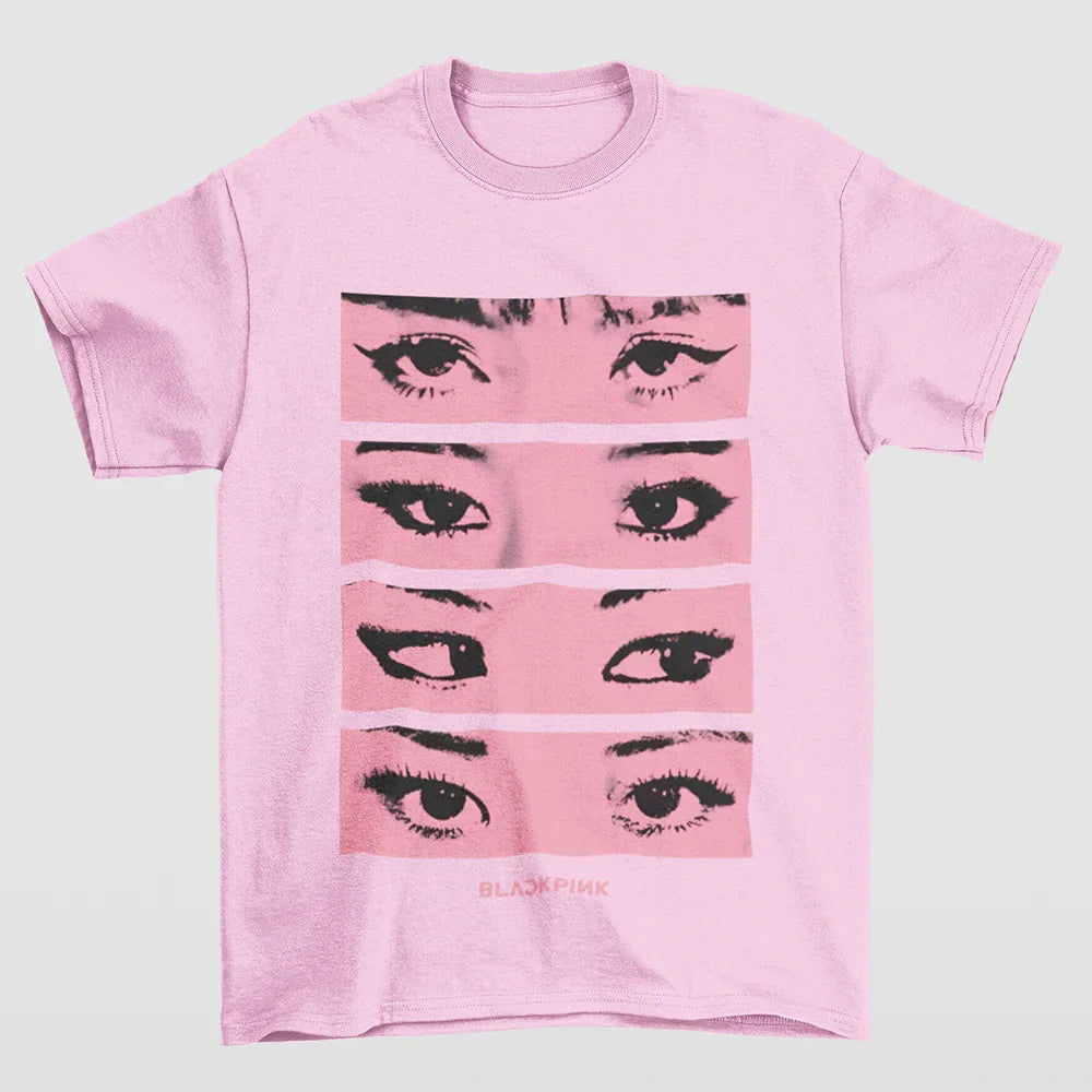 Camiseta Básica Eyes Collab Blackpink-ROSA BEBE