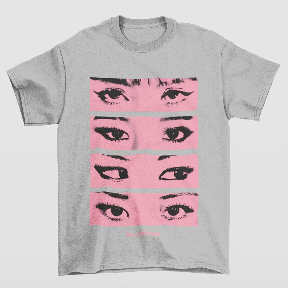 Camiseta Básica Eyes Collab Blackpink-CINZA