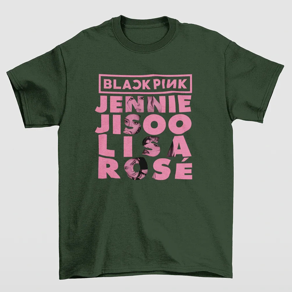 Camiseta Básica Names Graphic BlackPink-VERDE