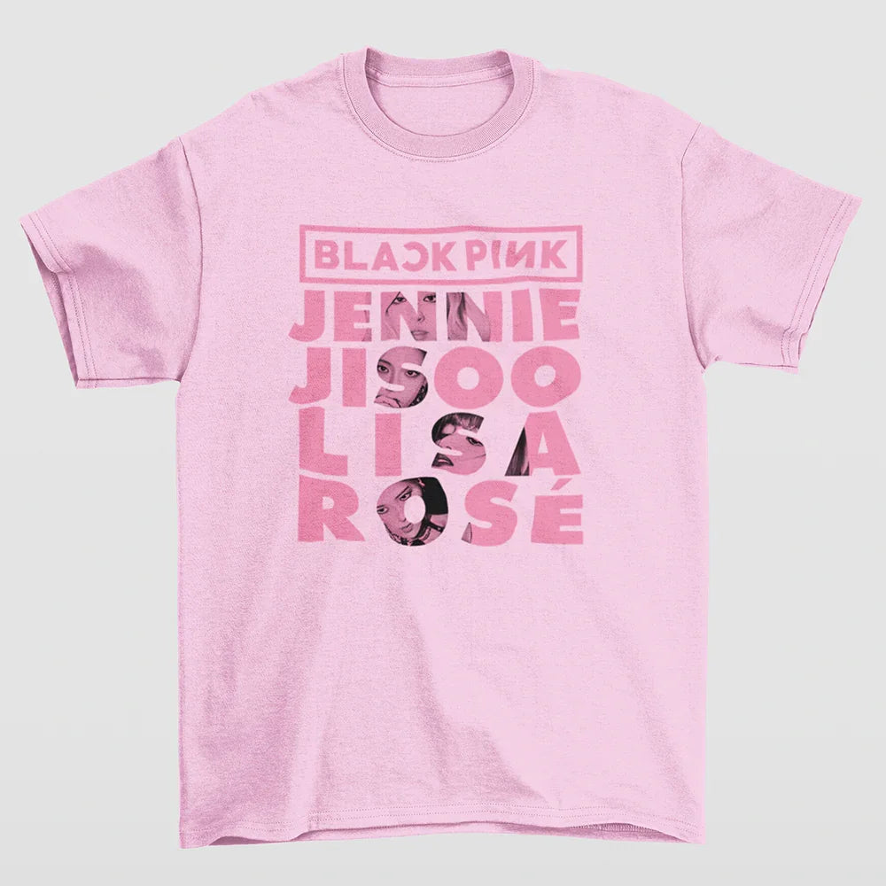 Camiseta Básica Names Graphic BlackPink-ROSA BEBE