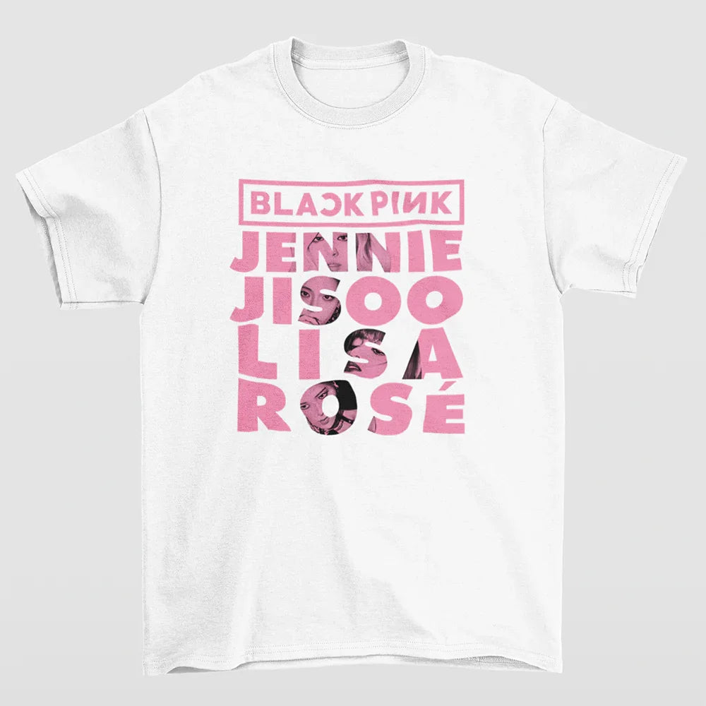 Camiseta Básica Names Graphic BlackPink-BRANCO