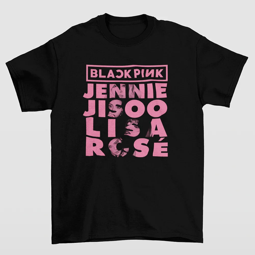 Camiseta Básica Names Graphic BlackPink-PRETO
