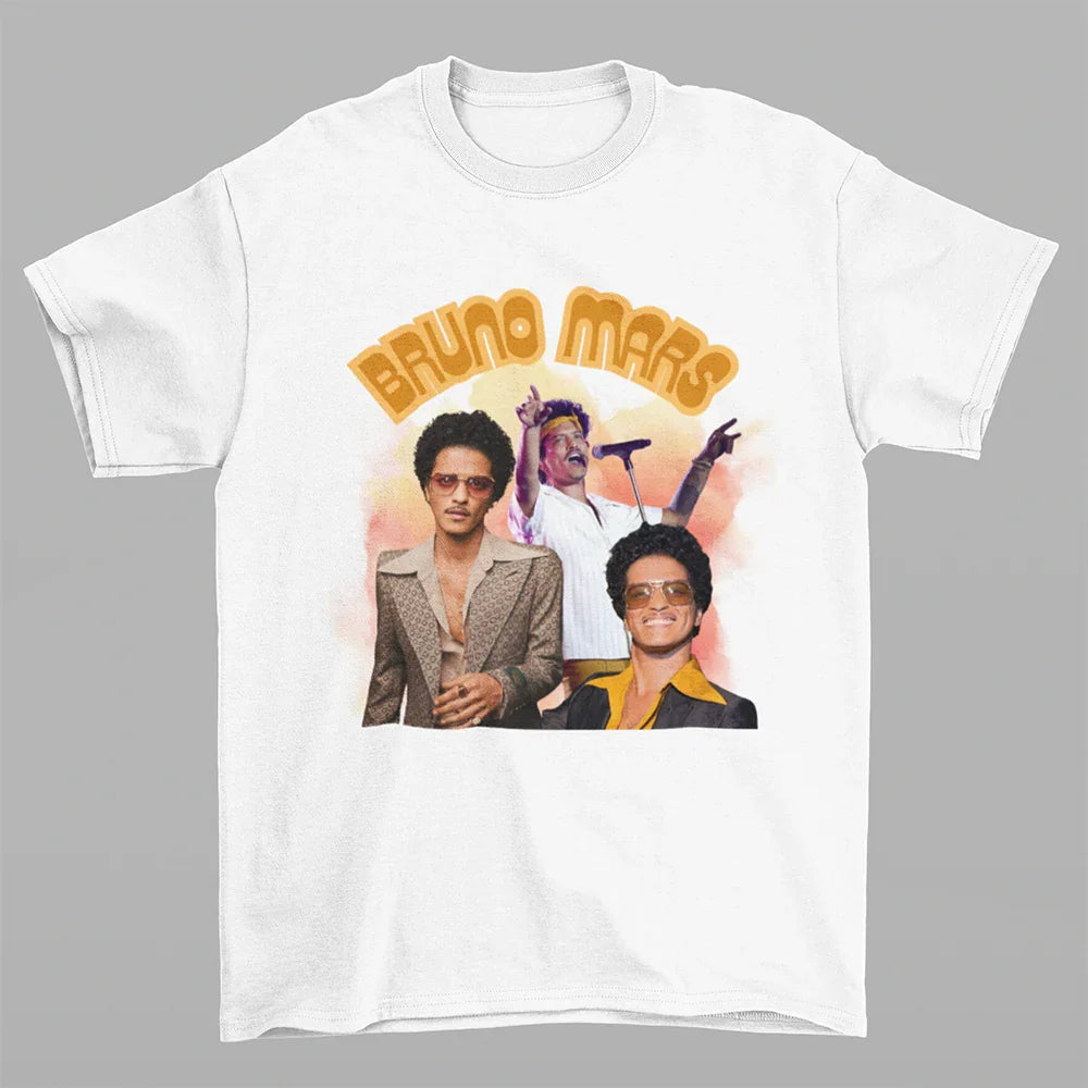 Camiseta Básica Bruno Mars 2024 Show- branco