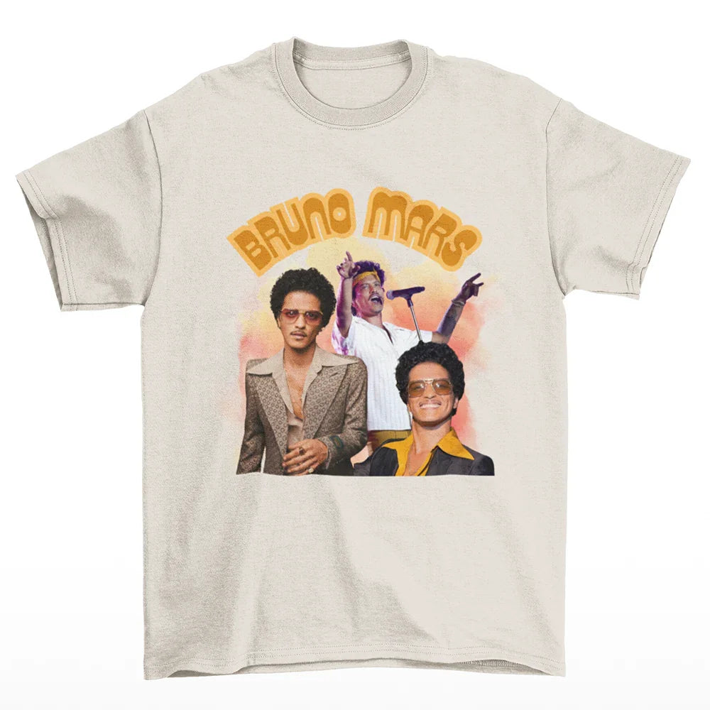 Camiseta Básica Bruno Mars 2024 Show- pérola