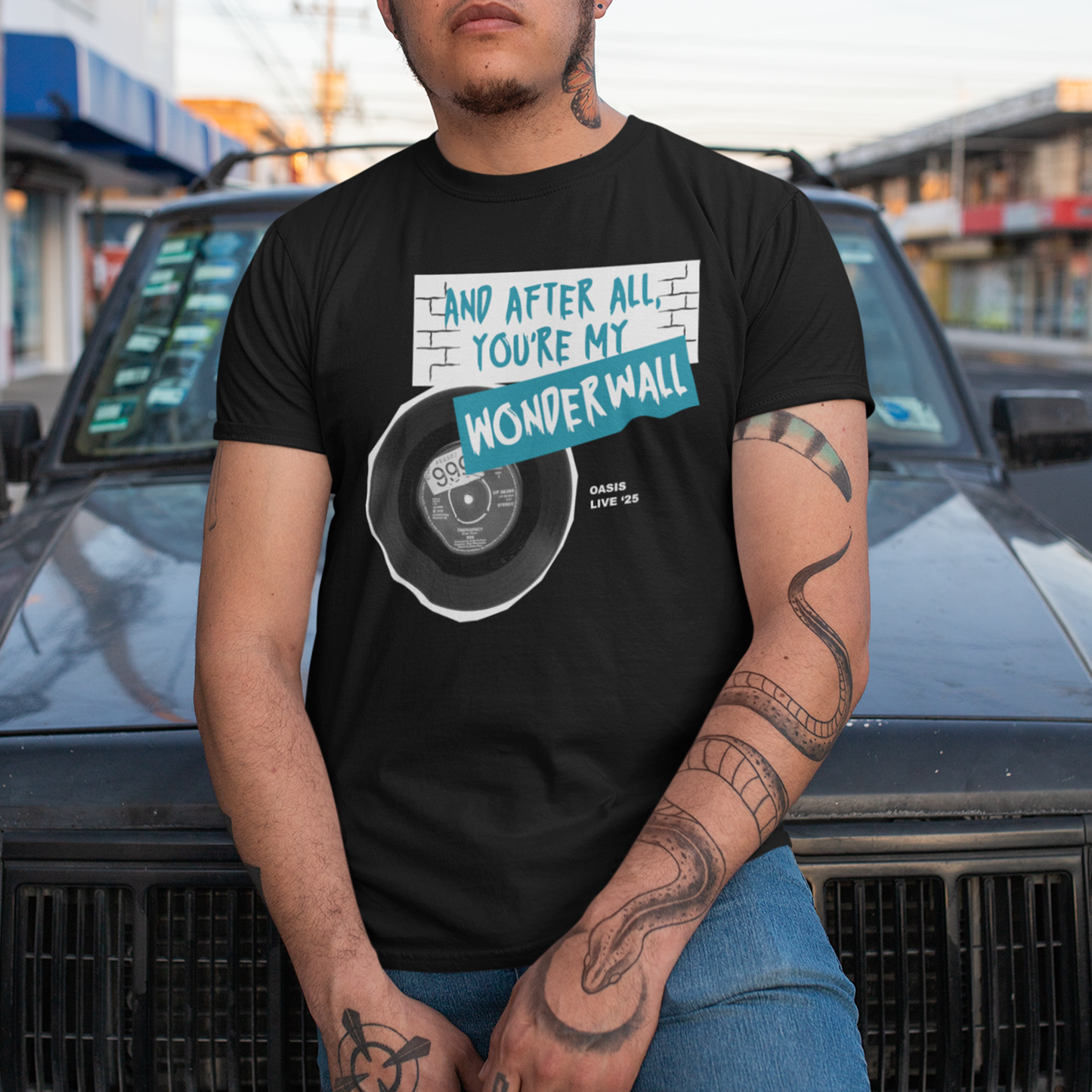 Camiseta Básica Oasis Disco de Vinil