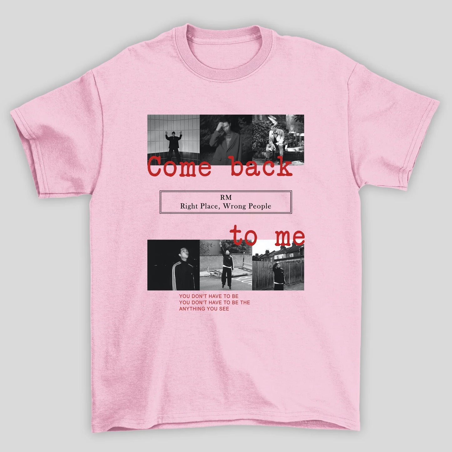 Camiseta Básica BTS RM Collab Music- rosa bebe
