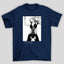 Camiseta Básica Christina Aguilera Stripped P&B azul marinho