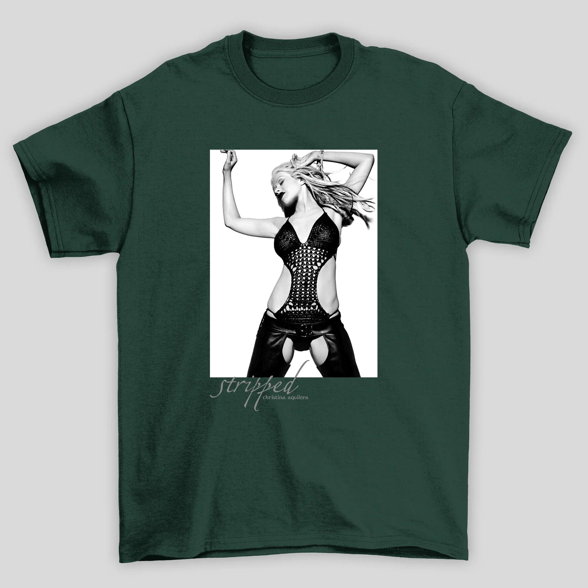Camiseta Básica Christina Aguilera Stripped- verde