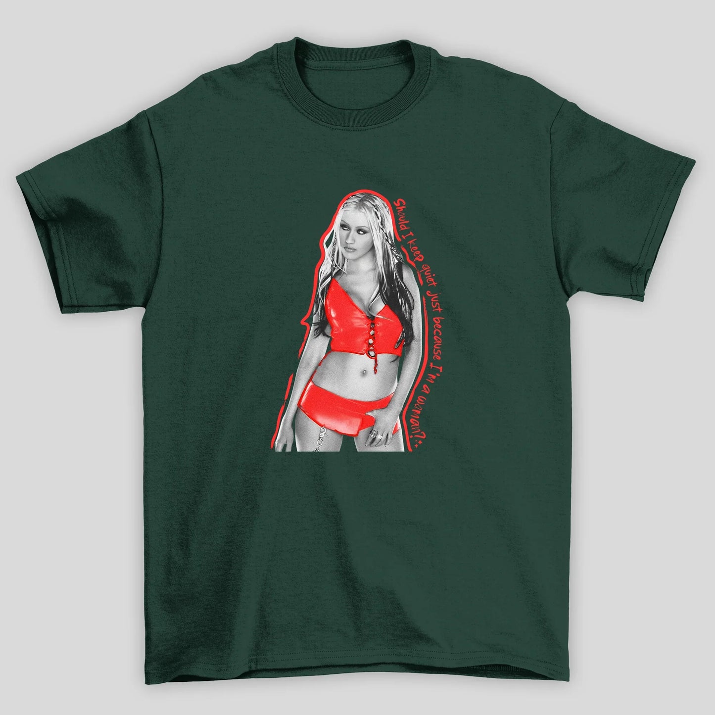 Camiseta Básica Christina Aguilera I Keep Quiet- verde