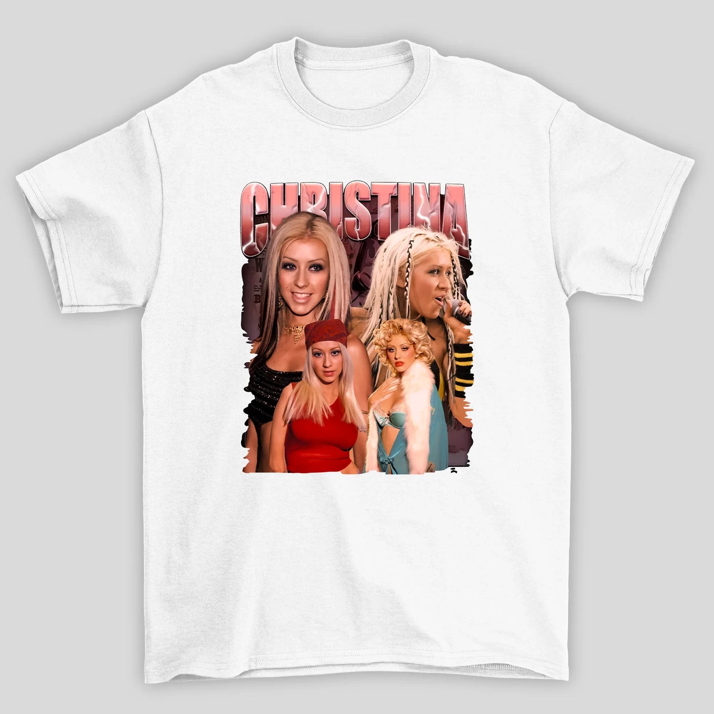 Camiseta Básica Christina Aguilera Vintage Retro- branco