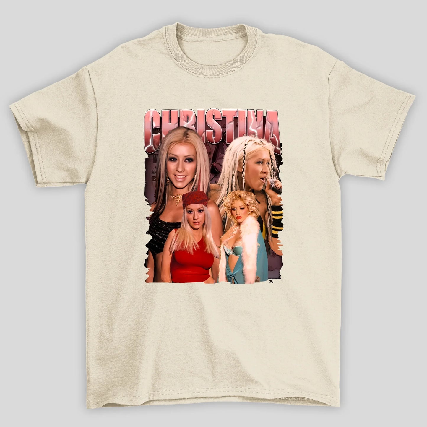 Camiseta Básica Christina Aguilera Vintage Retro- pérola