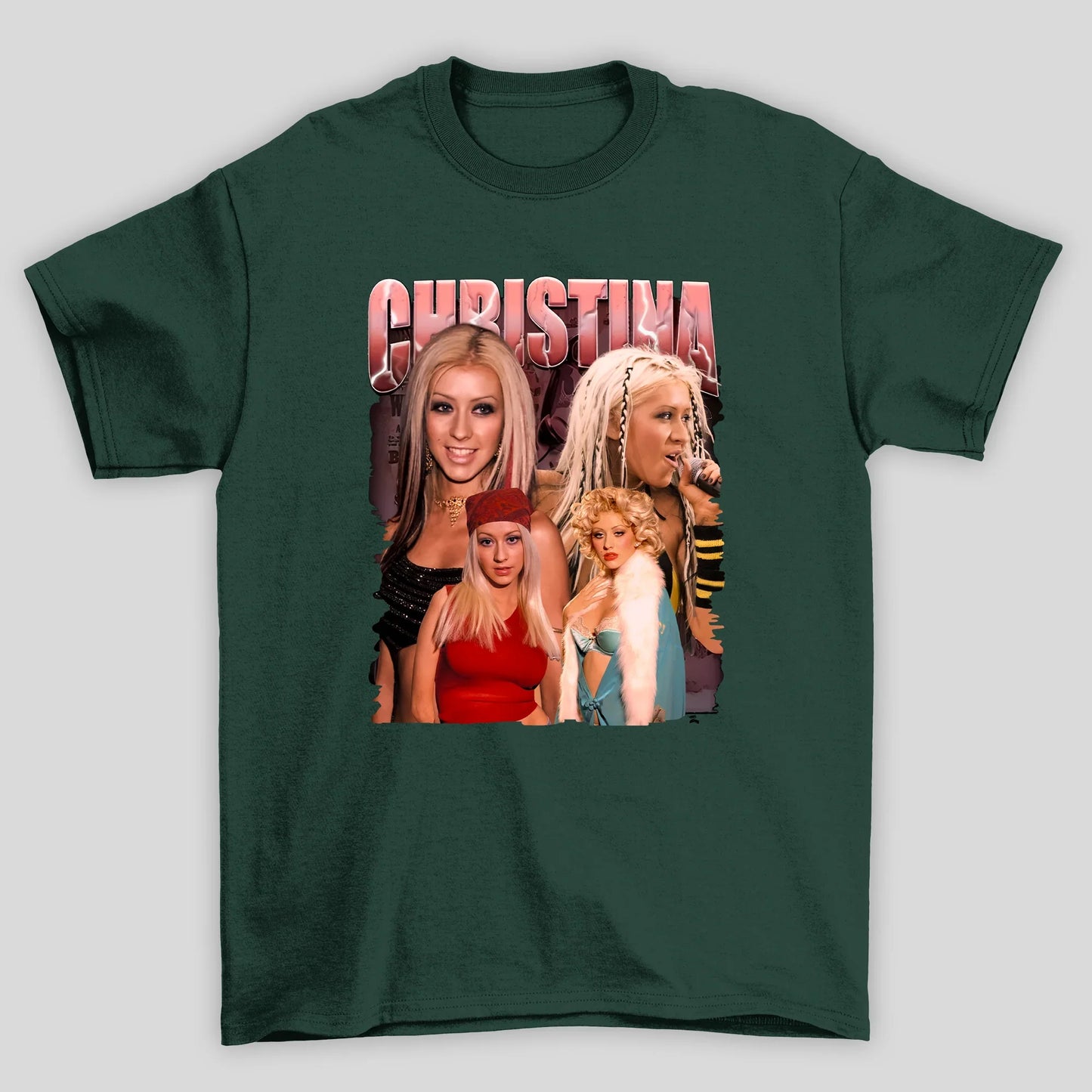 Camiseta Básica Christina Aguilera Vintage Retro- verde