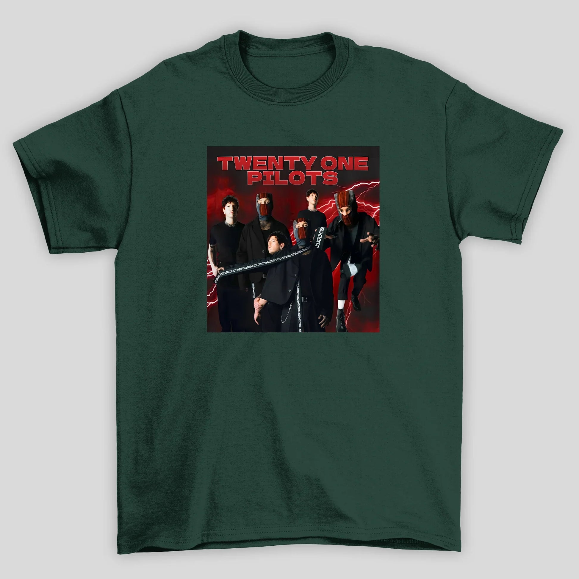 Camiseta Básica Twenty One Pilots Group- verde