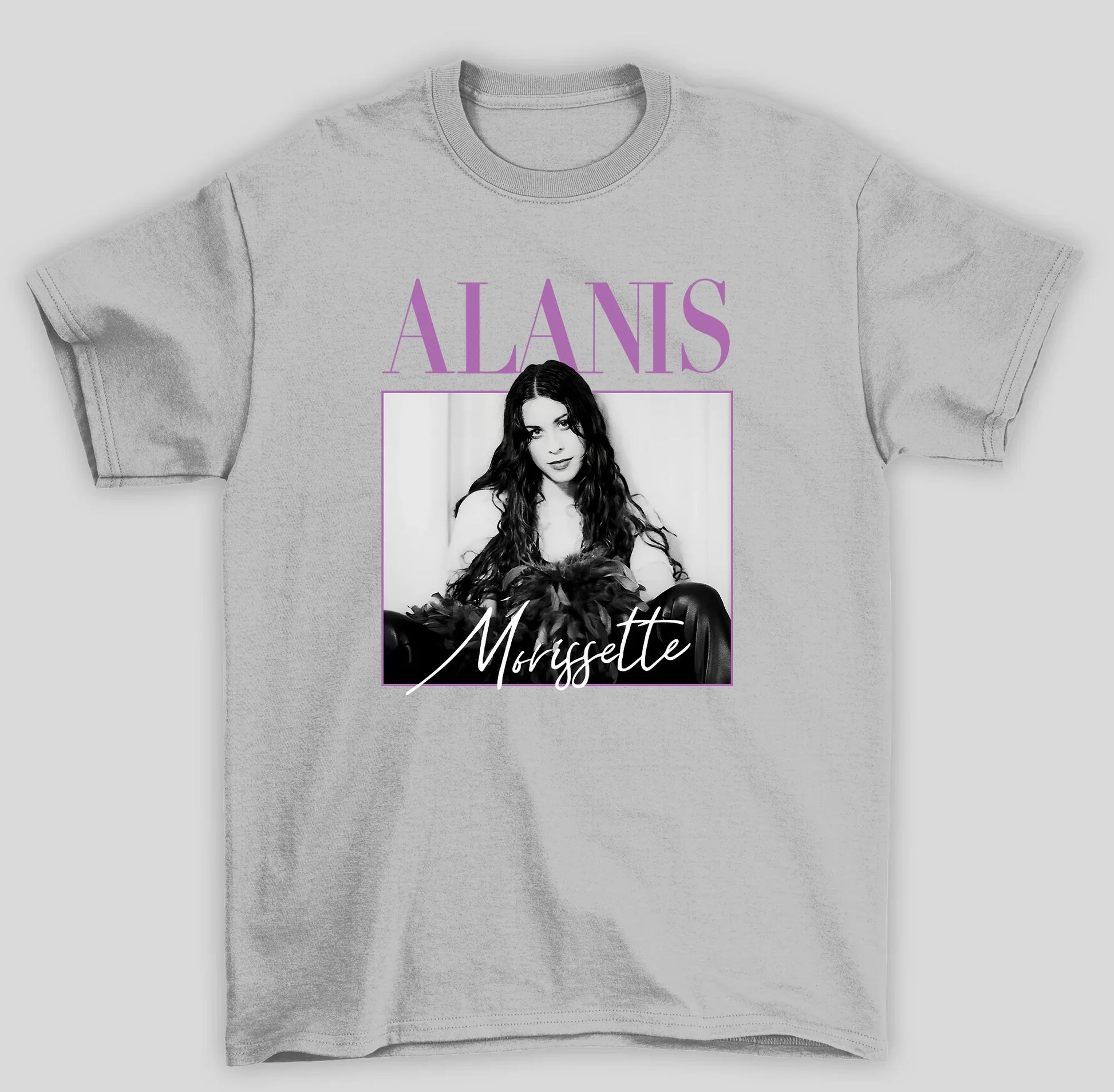 Camiseta Básica Alanis Morissette Retro- cinza