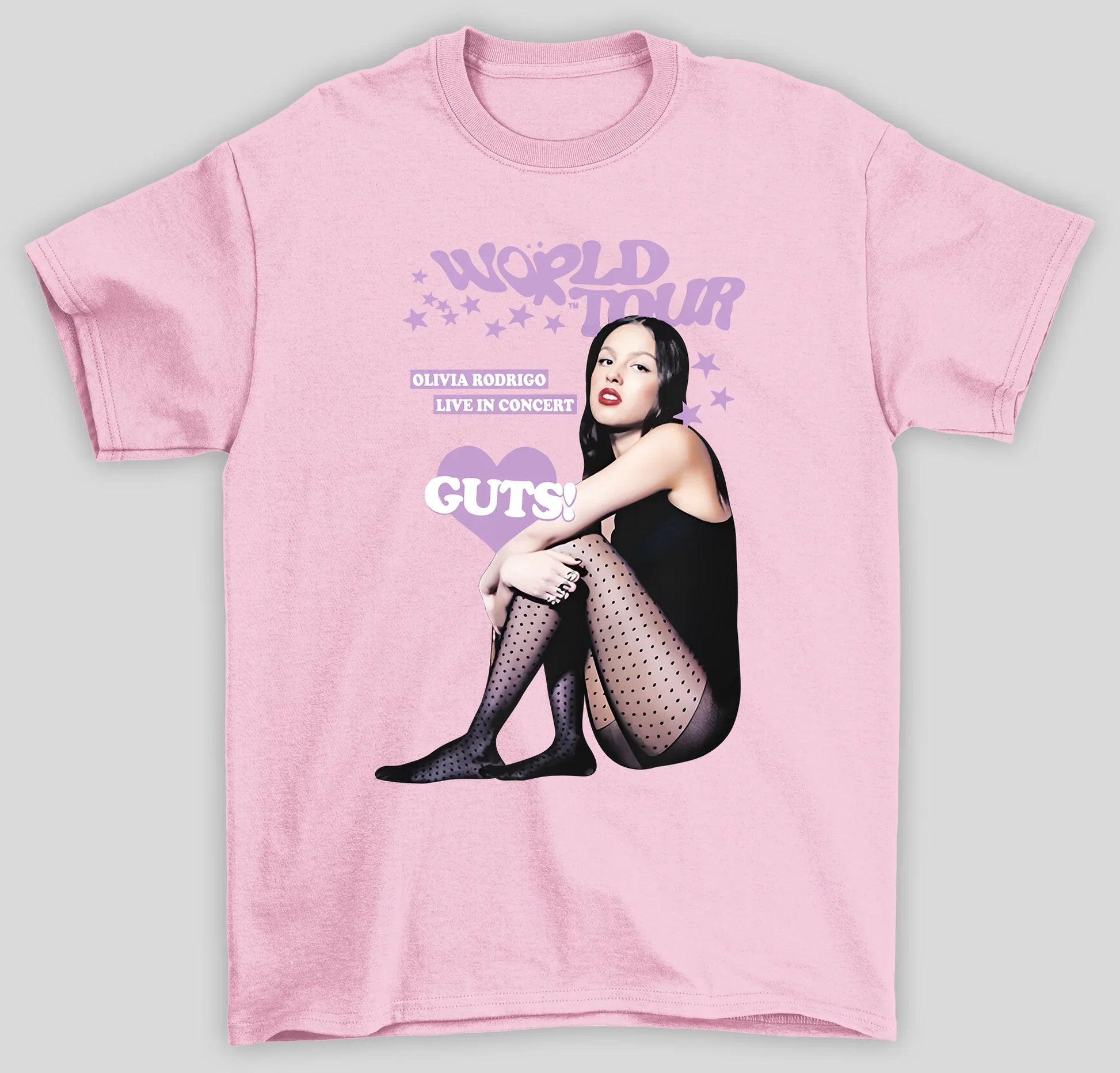 Camiseta Básica Olivia Rodrigo Live In Concert Guts-rosabebe