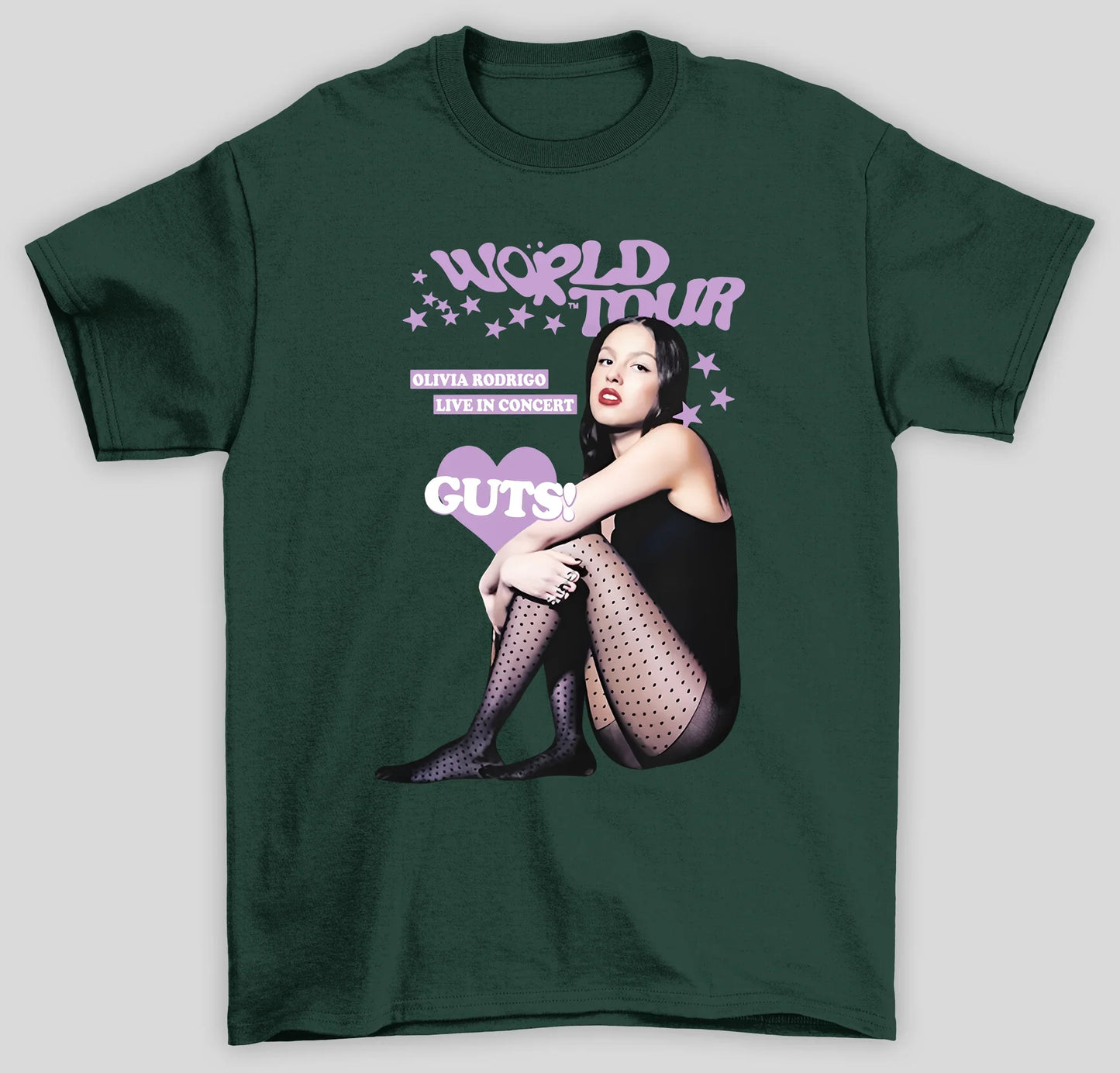 Camiseta Básica Olivia Rodrigo Live In Concert Guts-verde