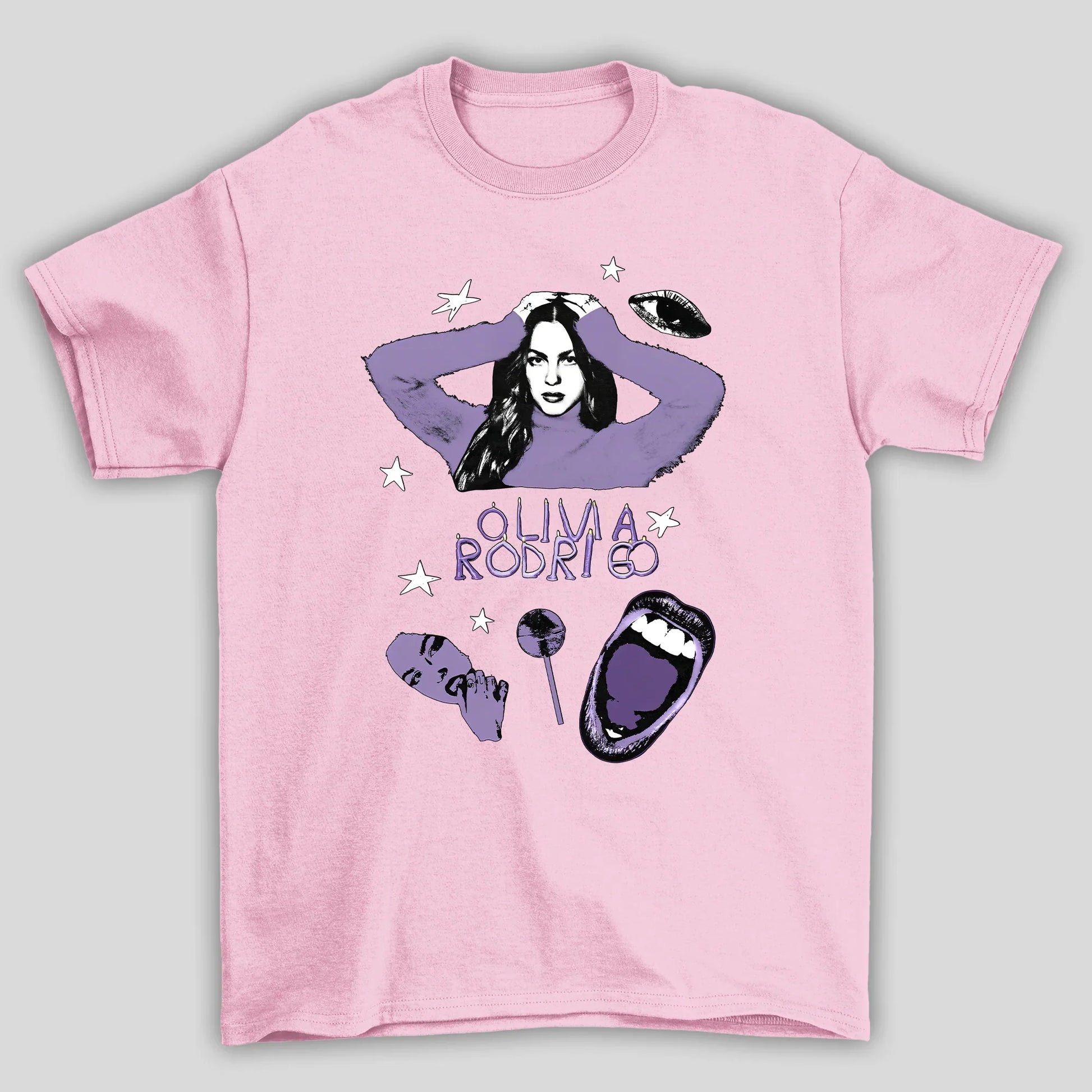 Camiseta Básica Olivia Rodrigo Illustrated Collabs- rosa bebe