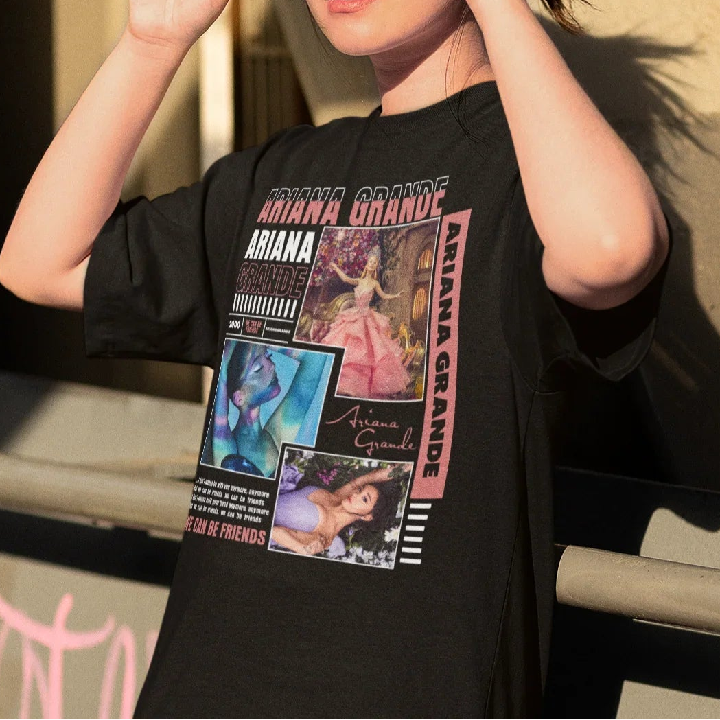 Camiseta Básica Ariana Grande Graphic Design W.C.B.F - Preto