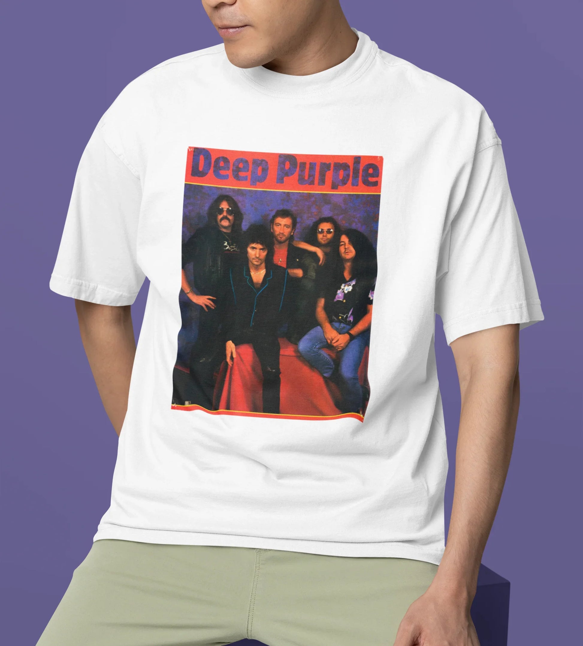 Camiseta Básica Deep Purple Band - branco