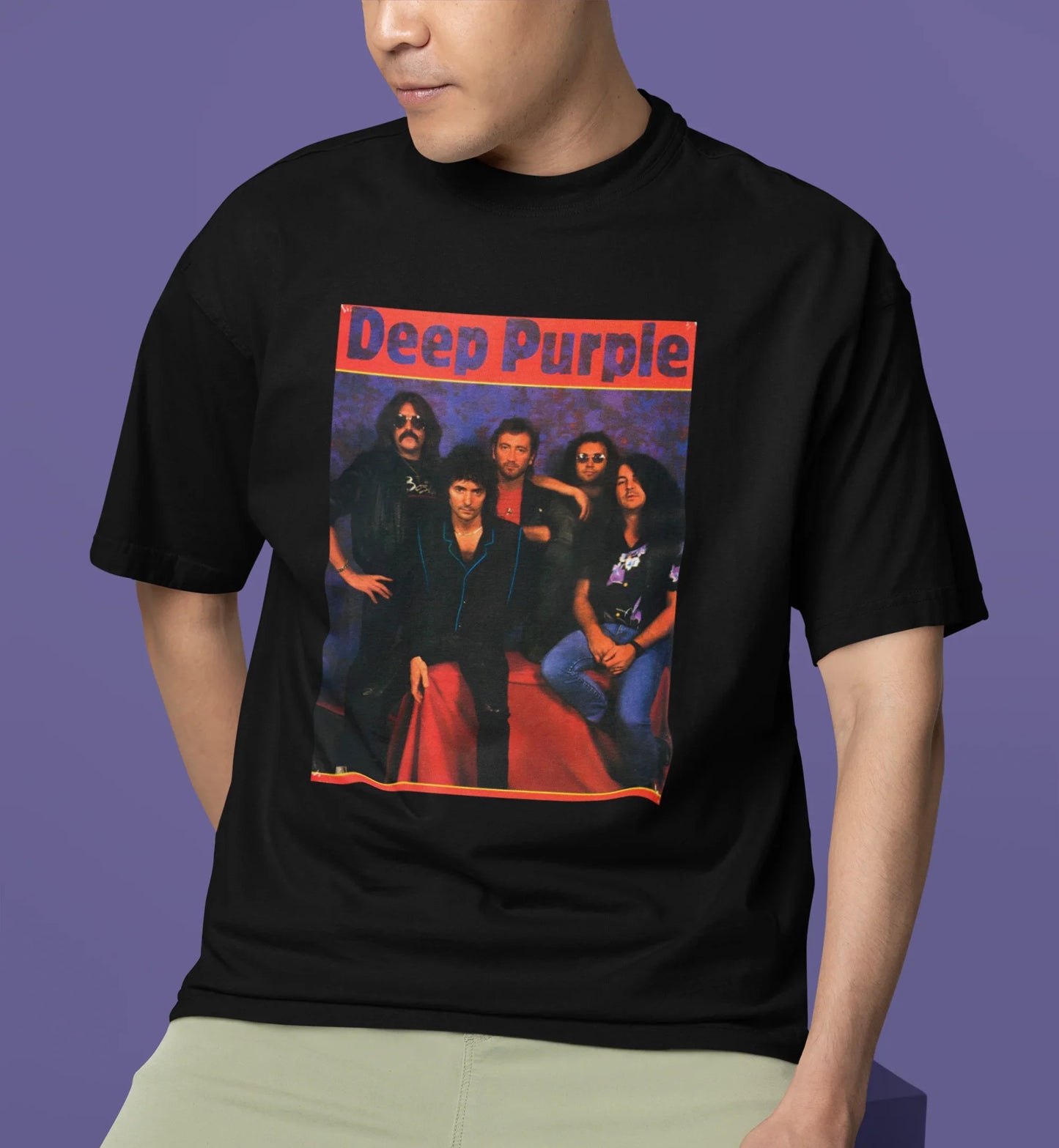Camiseta Básica Deep Purple Band - preto