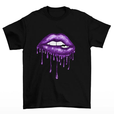 Camiseta Básica Deep Purple Lips-PRETO