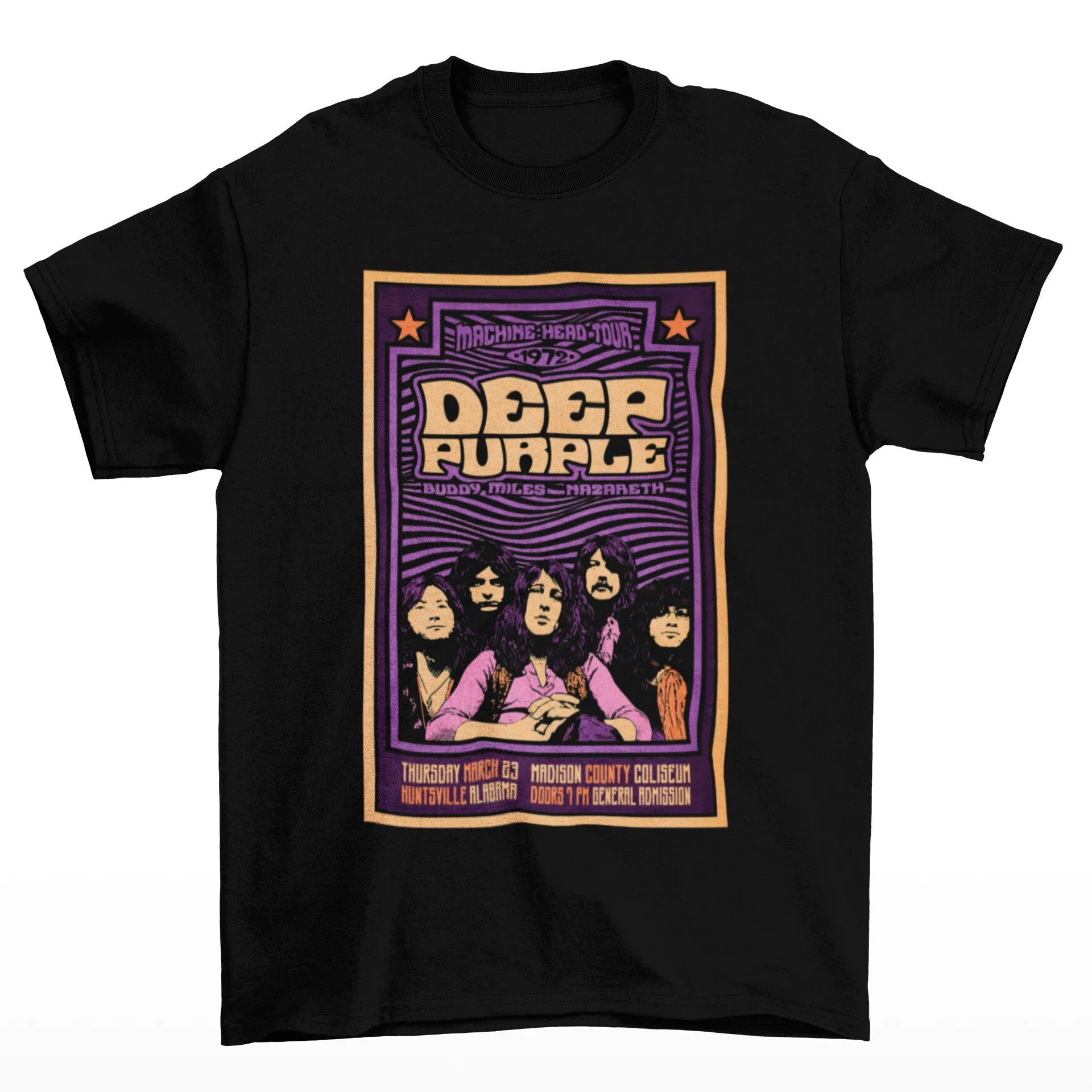 Camiseta Básica Deep Purple Machine Head Tour-PRETO