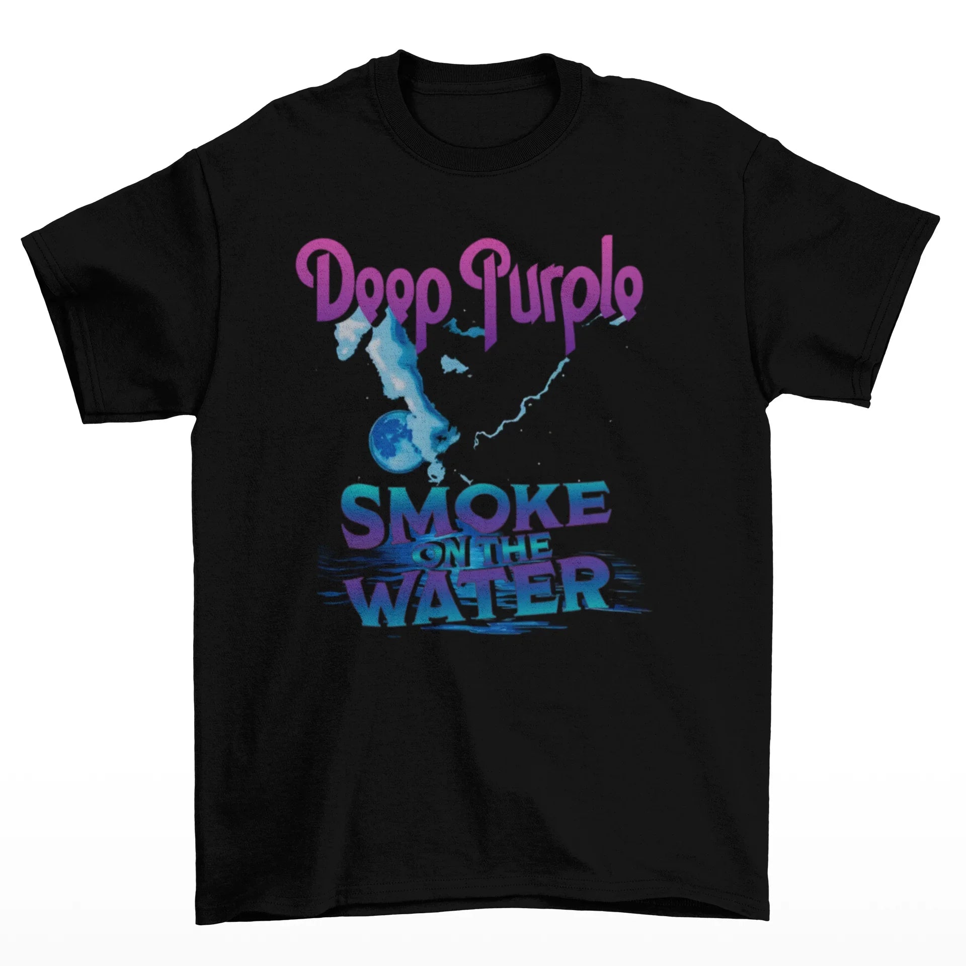 Camiseta Básica Deep Purple Smoke On The Water-PRETO
