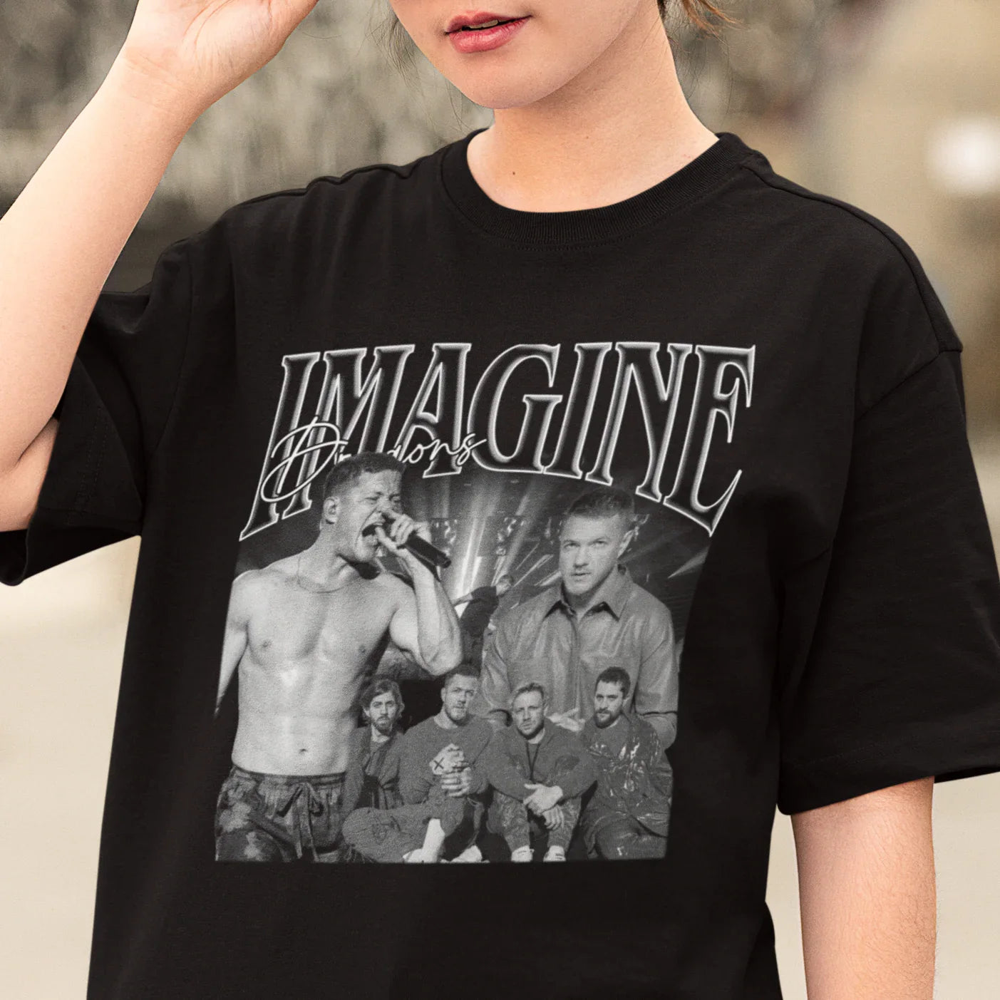 Camiseta Básica Imagine Dragons Aesthetic-PRETO