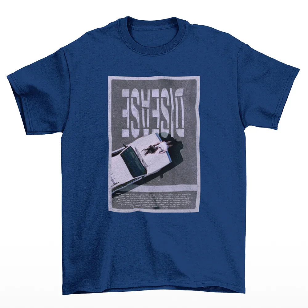 Camiseta Básica Lady Gaga Disease Poster Azul marinho