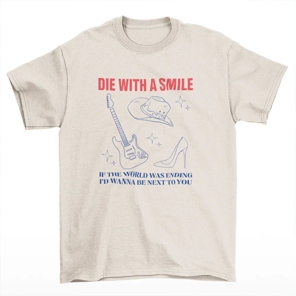 Camiseta Básica Lady Gaga Feat Bruno Mars I'd Wanna Be Next To You Pérola 