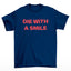 Camiseta Básica Lady Gaga Feat Bruno Mars Letter Azul Marinho
