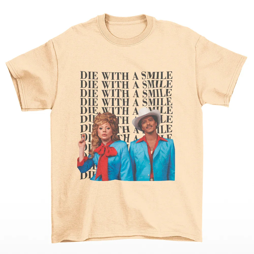 Camiseta Básica Lady Gaga Feat Bruno Mars New Song Pérola 