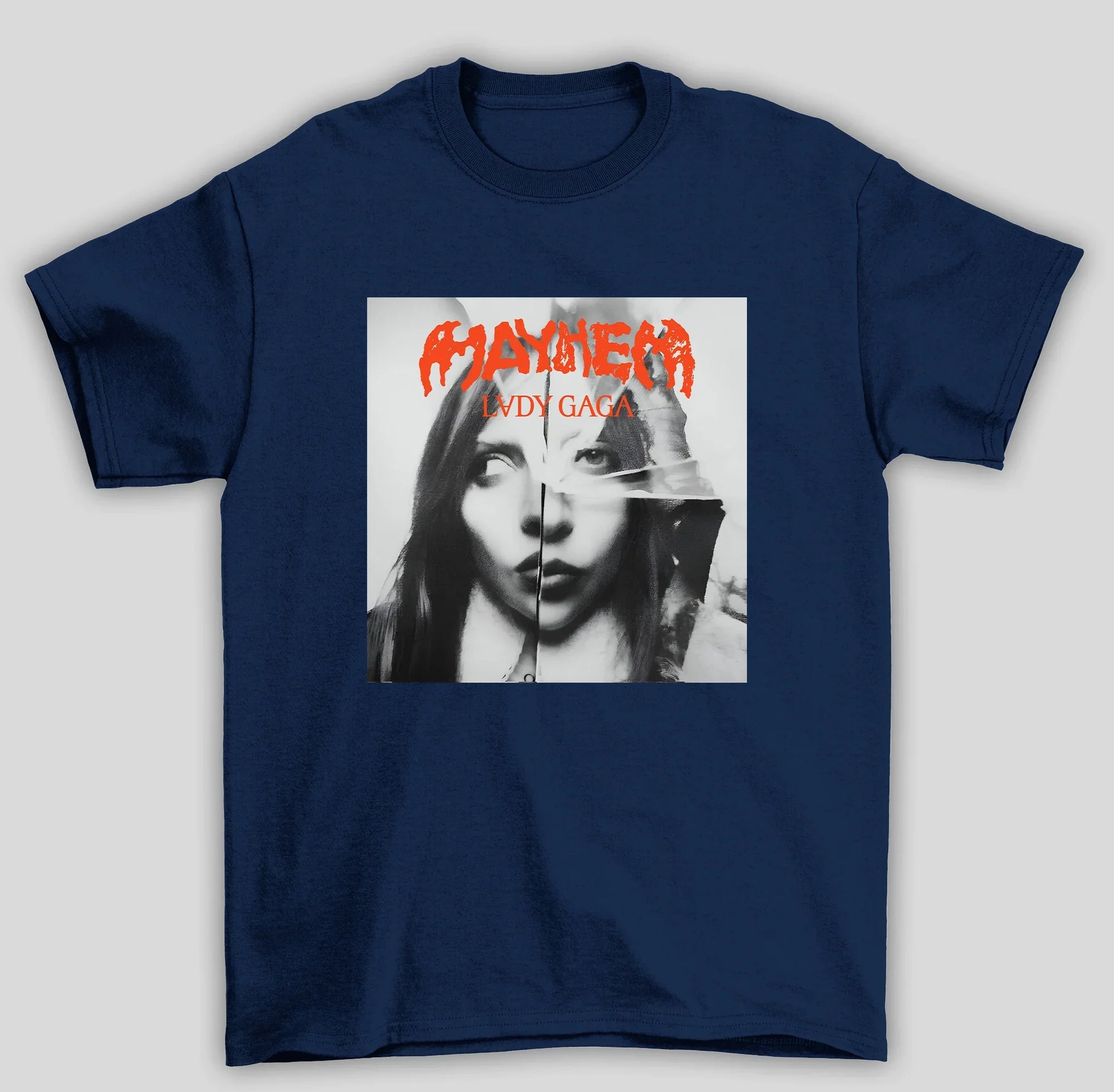 Camiseta Básica Lady Gaga Mayhem Alternative Cover- azul-marinho