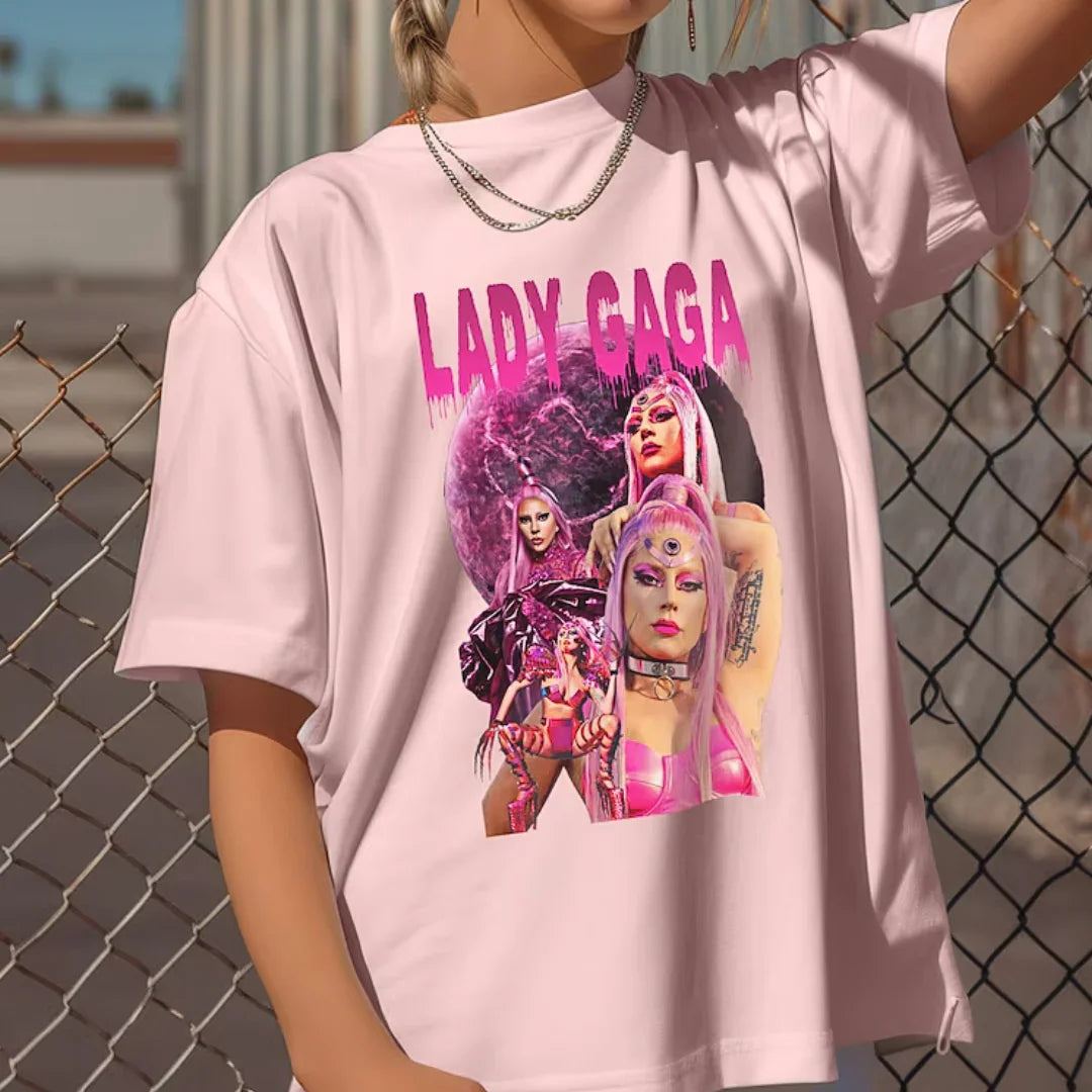 Camiseta Básica Lady Gaga The Fame Rosa Bebê 