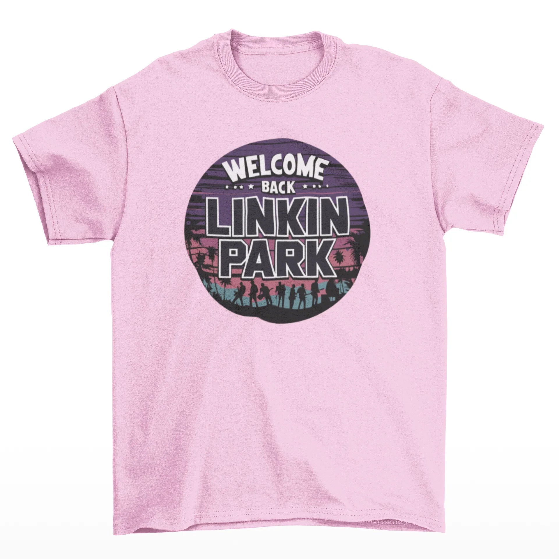 Camiseta Básica Linkin Park Welcome Back - rosa bebê