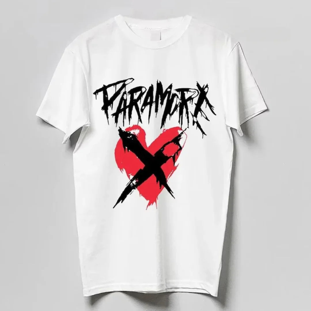 Camiseta Básica Paramore Retro Heart - branco