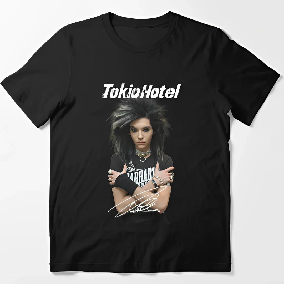 Camiseta Básica Tokio Hotel Bill Kaulitz Retro Mood - preto