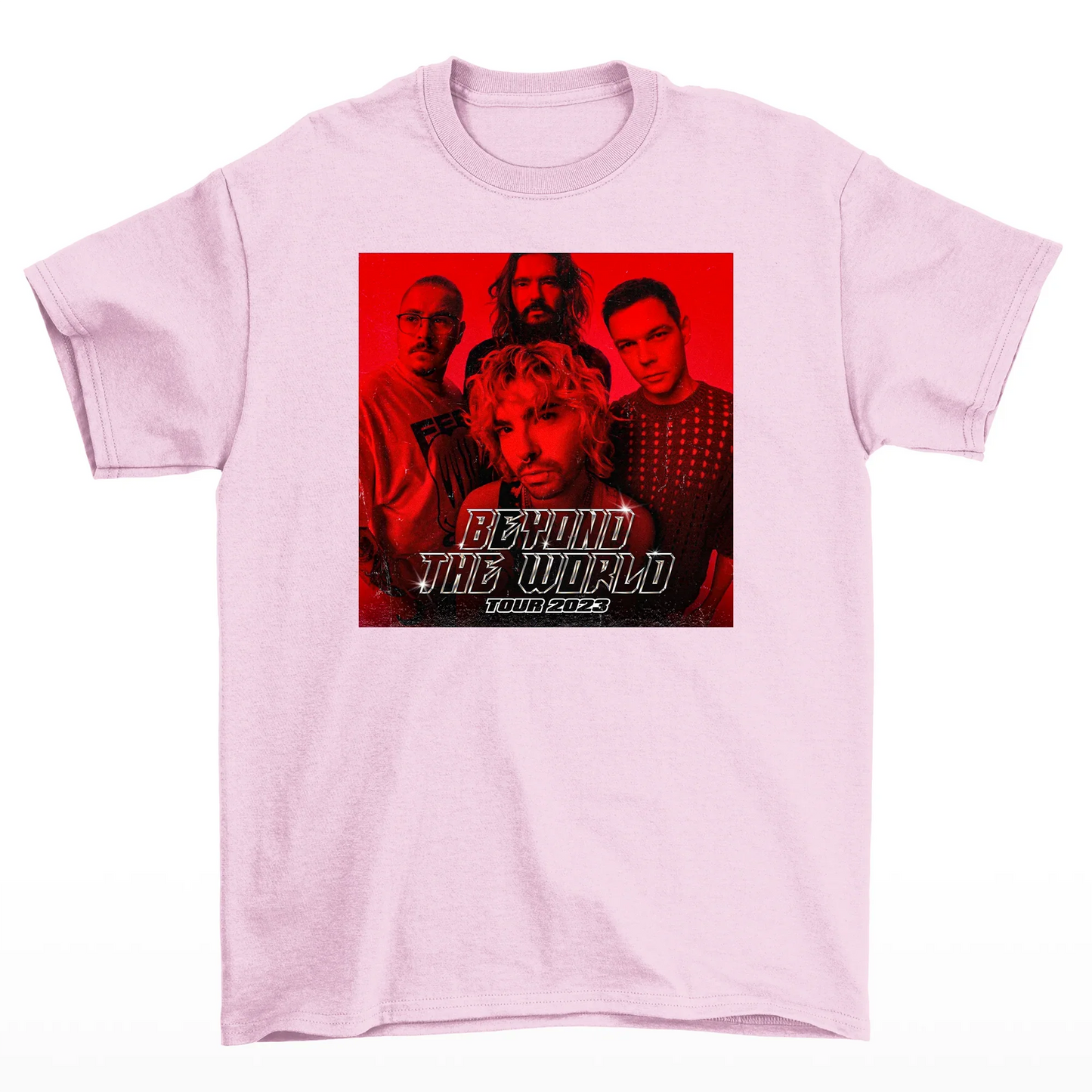Camiseta Básica Tokio Hotel Photo Red - rosa bebê