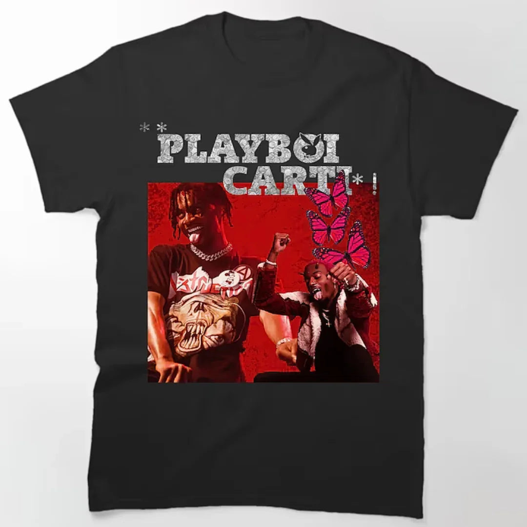 Camiseta Básica Playboi Carti Graphic - PRETO