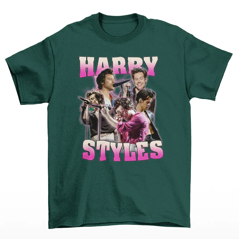 Camiseta Básica Harry Styles Singer - Verde