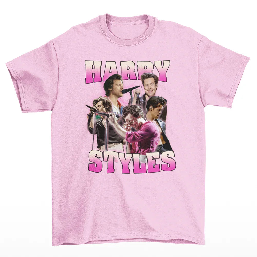 Camiseta Básica Harry Styles Singer - Rosa Bebê