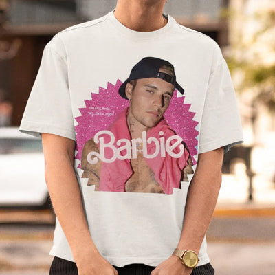 Camiseta Básica Justin Bieber Barbie Mood  Branco