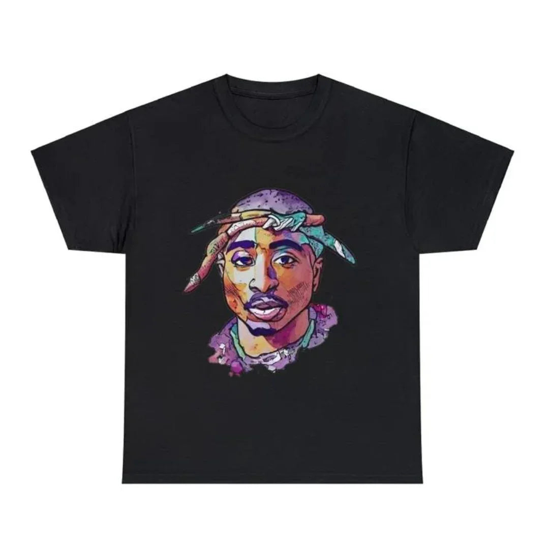 Camiseta Básica Tupac Iconic Bandana-PRETO