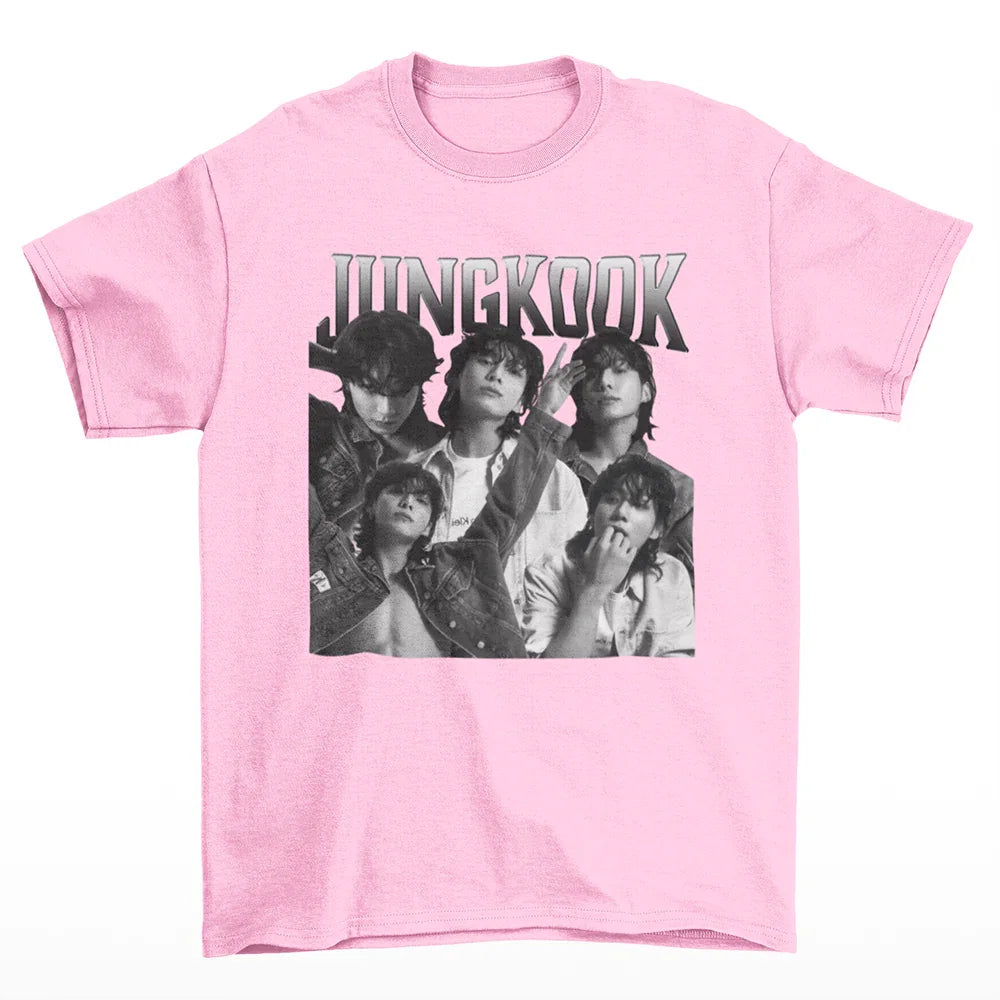 Camiseta Básica BTS Jungkook-ROSA BEBE