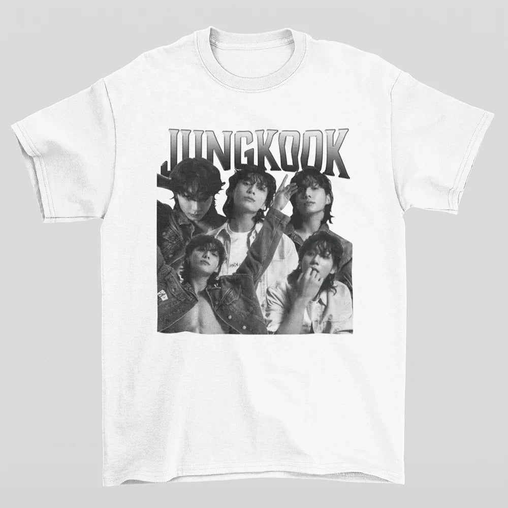 Camiseta Básica BTS Jungkook-BRANCO