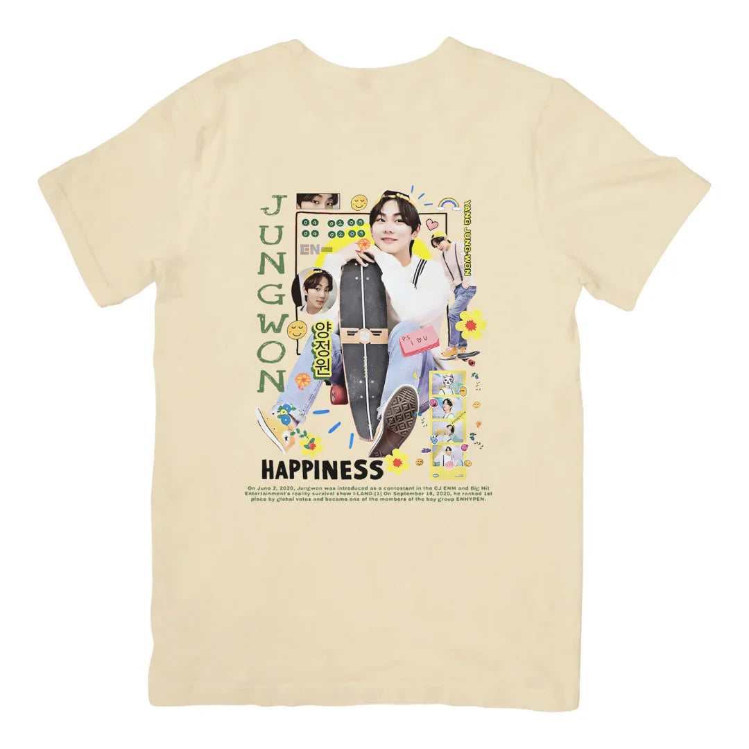 Camiseta Básica Enhypen Jungwon Happiness - pérola