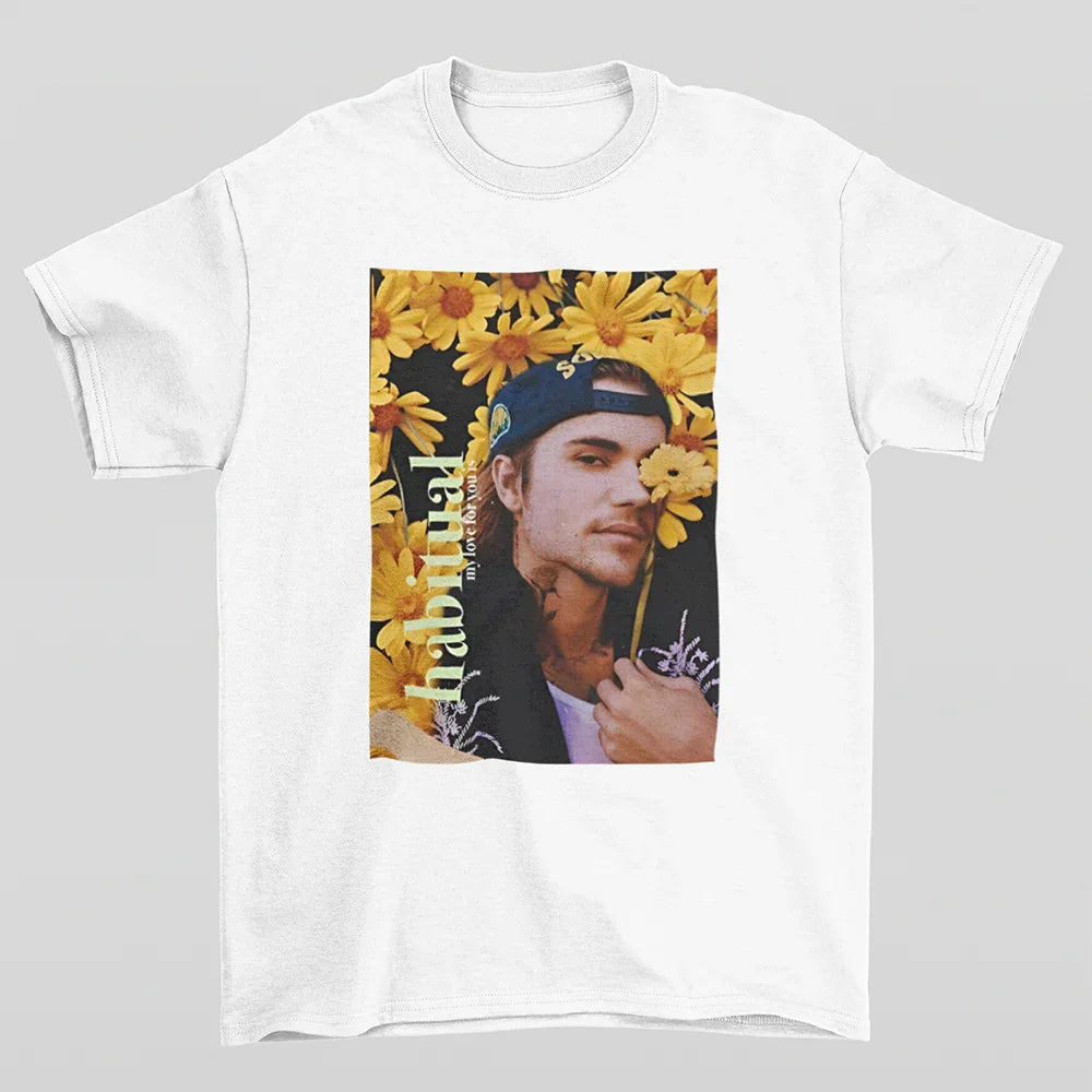 Camiseta Básica Justin Bieber Habitual Branco