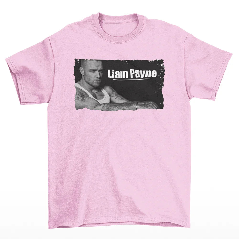 Camiseta Básica Liam Payne Photo Rosa Bebê 