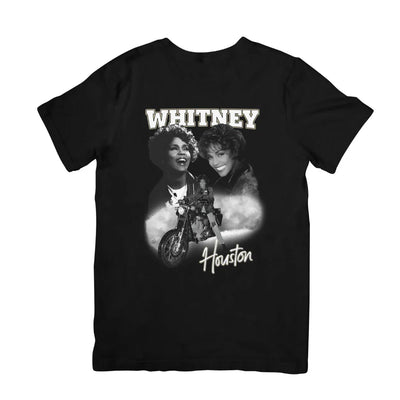 Camiseta Básica Whitney Houston Motorcycle-PRETO
