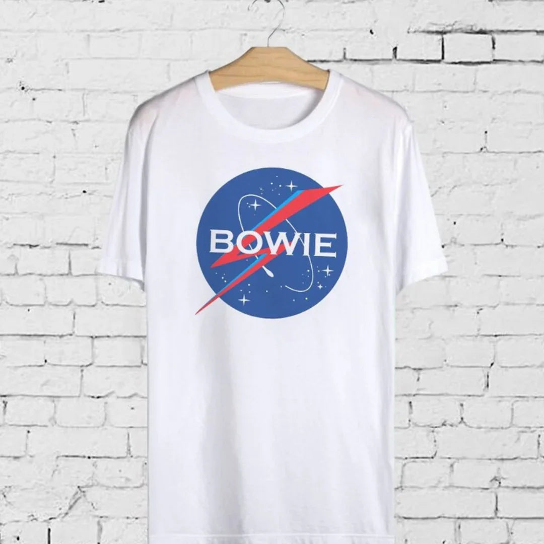 Camiseta Básica David Bowie Nasa Funny Branco